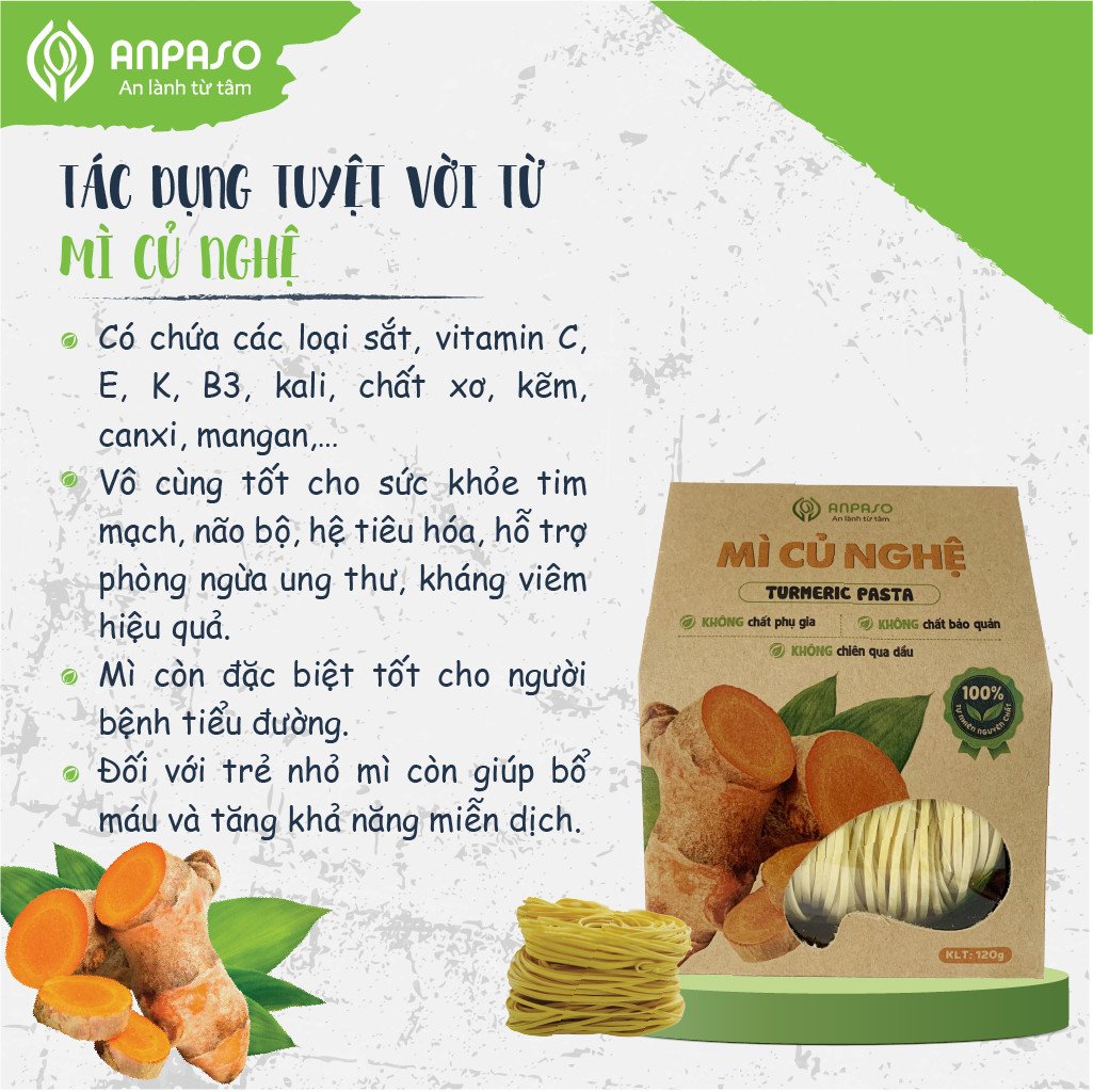 Mì Củ Nghệ Nguyên Chất 120g